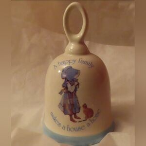 Decorative Cream and Blue Ceramic Bell